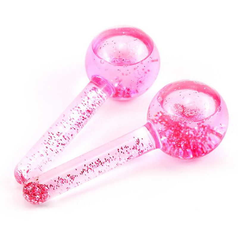Skincare Ingredients Checker - 2ชิ้น/เซ็ต Ice ลูกโลกนวดโปร่งใส Sequins ของเหลวนวดใบหน้าแก้วนวด Stick