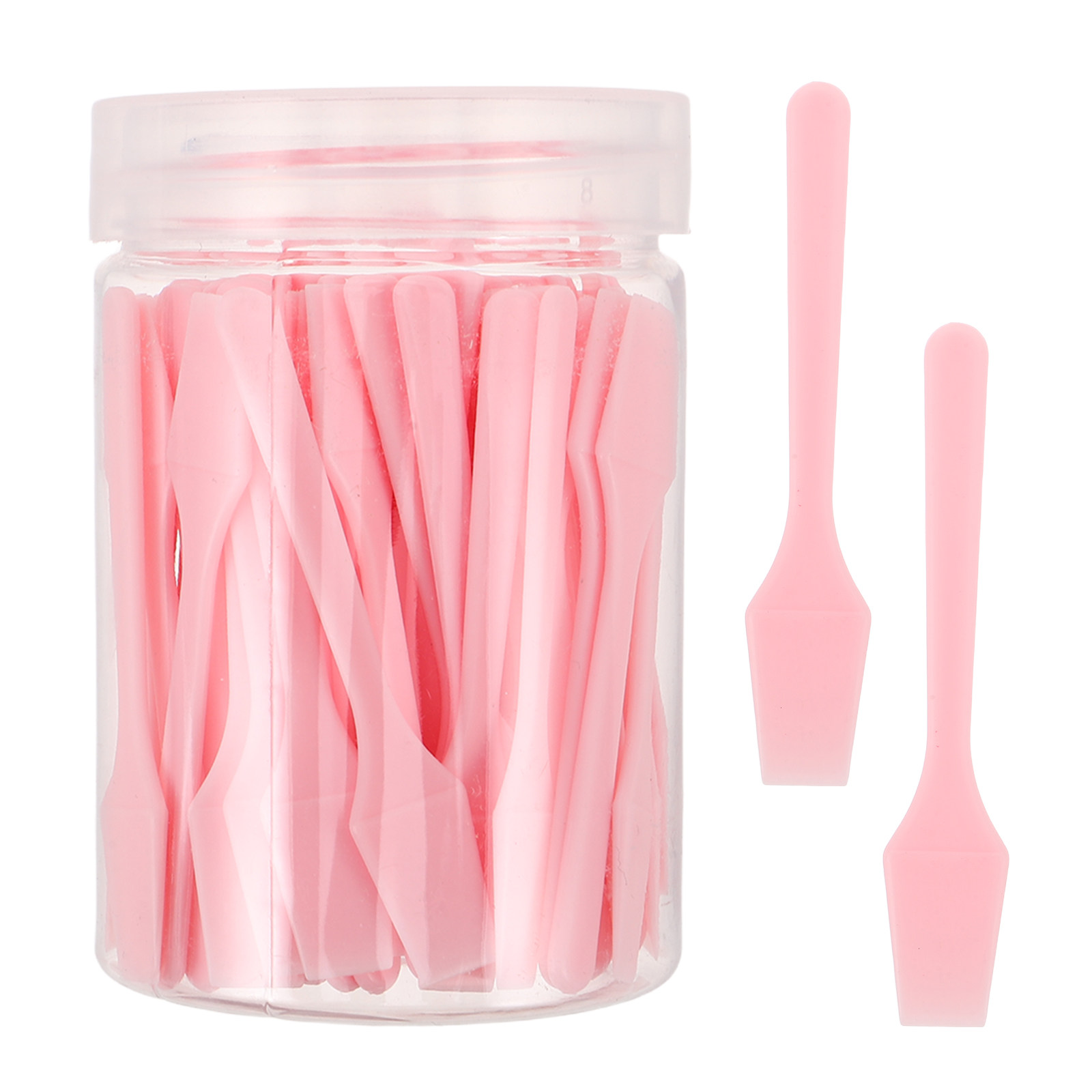 Skincare Pink - ไม้พายพลาสติกสำหรับมาส์กหน้า 100 ชิ้น อุปกรณ์ทาครีมขนาดเล็กสำหรับดูแลผิวหน้า เครื่องมือผสมแบบใช้มือ ใช้ซ้ำได้