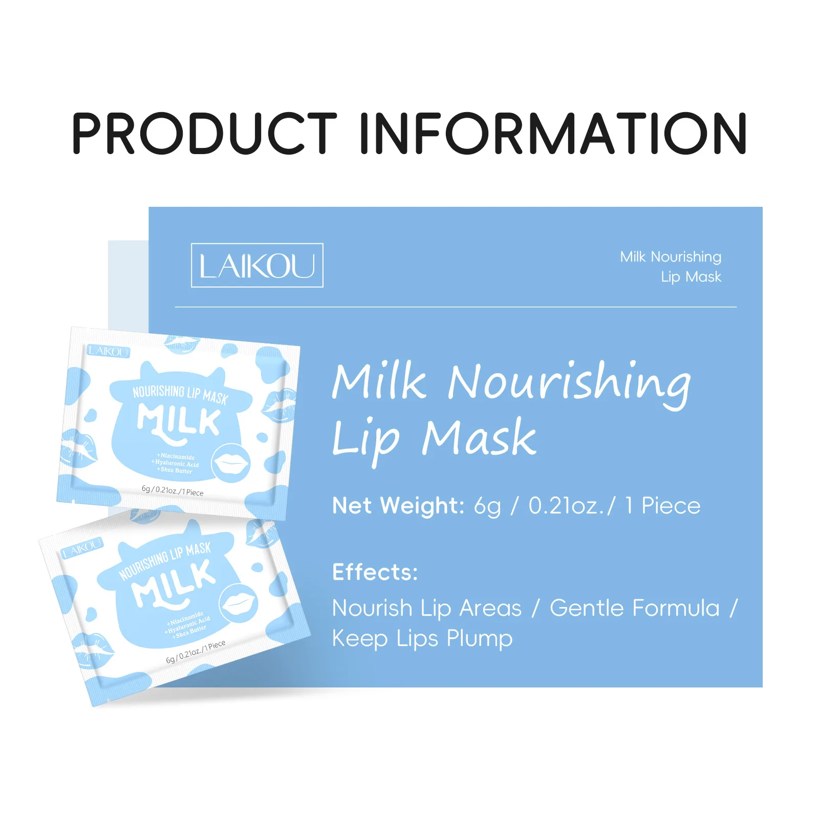Skincare Pink - เครื่องสำอางบำรุงผิว LAIKOU 10 ชิ้น มิลค์ลิปมาส์ก คอลลาเจน