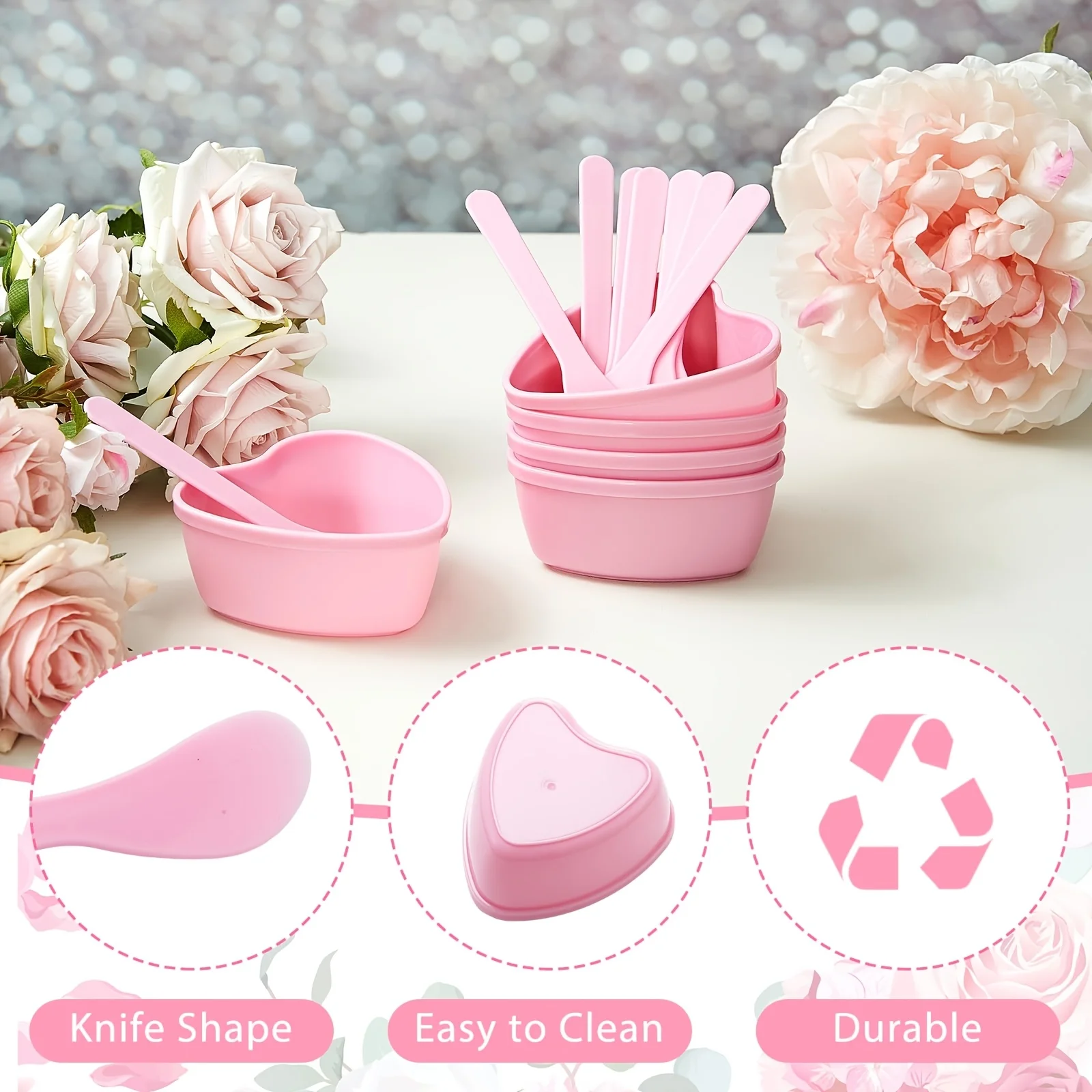 ชุดชามผสมมาส์กหน้ารูปหัวใจสีชม - Skincare Pink บทวิจารณ์และราคา